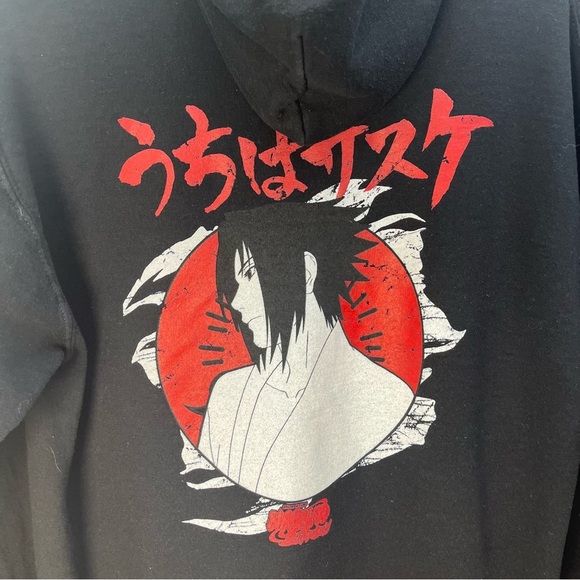 Naruto Shippuden Sasuke Uchiha Anime Manga TV Sweatshirt Hoodie Mens Med Black - Picture 5 of 9
